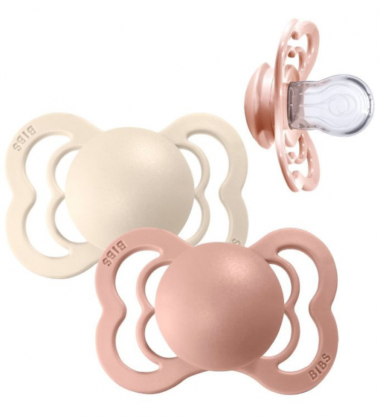 Bibs Silikon napp Supreme 2-pack 0-6 mån Ivory/Blush i gruppen Babytillbehör / Omvårdnad & Hygien hos Köpbarnvagn (BIBS160221)