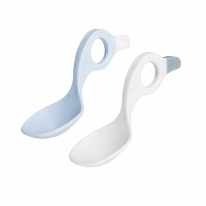 I Can Spoon 2-pack - Multigreppsked Vit/Ljusblå i gruppen Babytillbehör / Äta & dricka / Mata smart hos Köpbarnvagn (ICSP7350084550025)