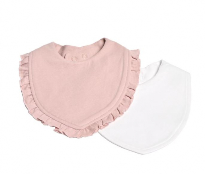 Mini Dreams Bib Volang 2-pack, Rosa/vit i gruppen Babytillbehör / Kläder & accessoarer hos Köpbarnvagn (MIDR94211809)