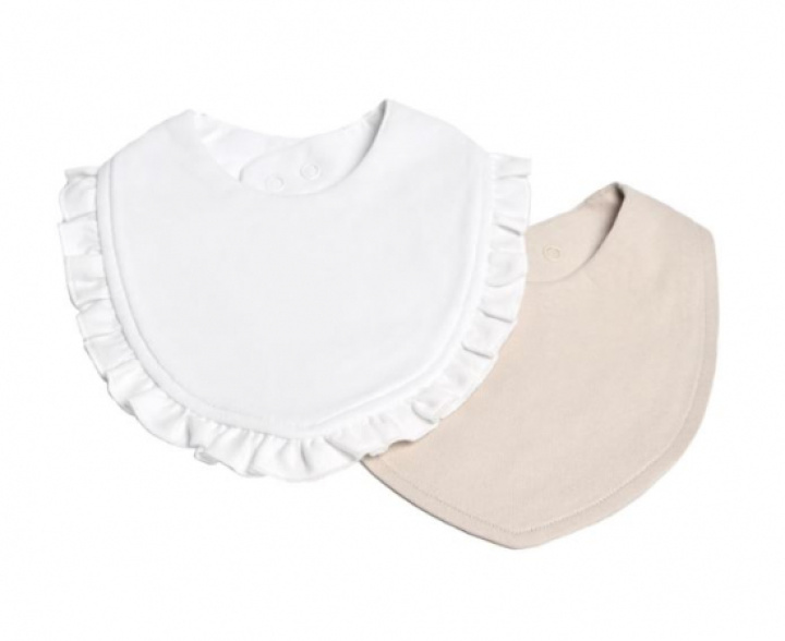 Mini Dreams Bib Volang 2-pack, Sand/vit i gruppen Babytillbehör / Kläder & accessoarer hos Köpbarnvagn (MIDR94211832)