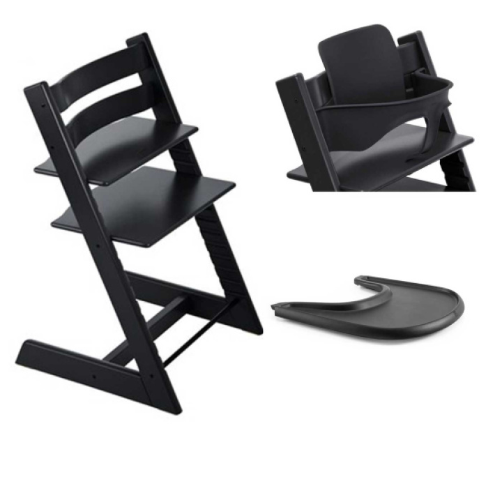 Stokke Tripp Trapp stol + Bygel + Bricka Black i gruppen Babytillbehör / Äta & dricka / Matstolar & dynor / STOKKE Tripp Trapp hos Köpbarnvagn (STOK685400)