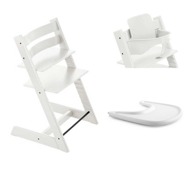 Stokke Tripp Trapp stol + Bygel + Bricka White i gruppen Babytillbehör / Äta & dricka / Matstolar & dynor / STOKKE Tripp Trapp hos Köpbarnvagn (STOK685500)